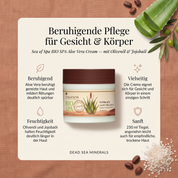 Vorteile der Sea of Spa Aloe Vera Creme: Aloe Vera beruhigt gereizte Haut und mildert Rötungen spürbar, Olivenöl und Jojobaöl halten Feuchtigkeit deutlich länger in der Haut, eignet sich für Gesicht und Körper in einem einzigen Schritt, angenehm leicht auch für empfindliche, trockene Haut