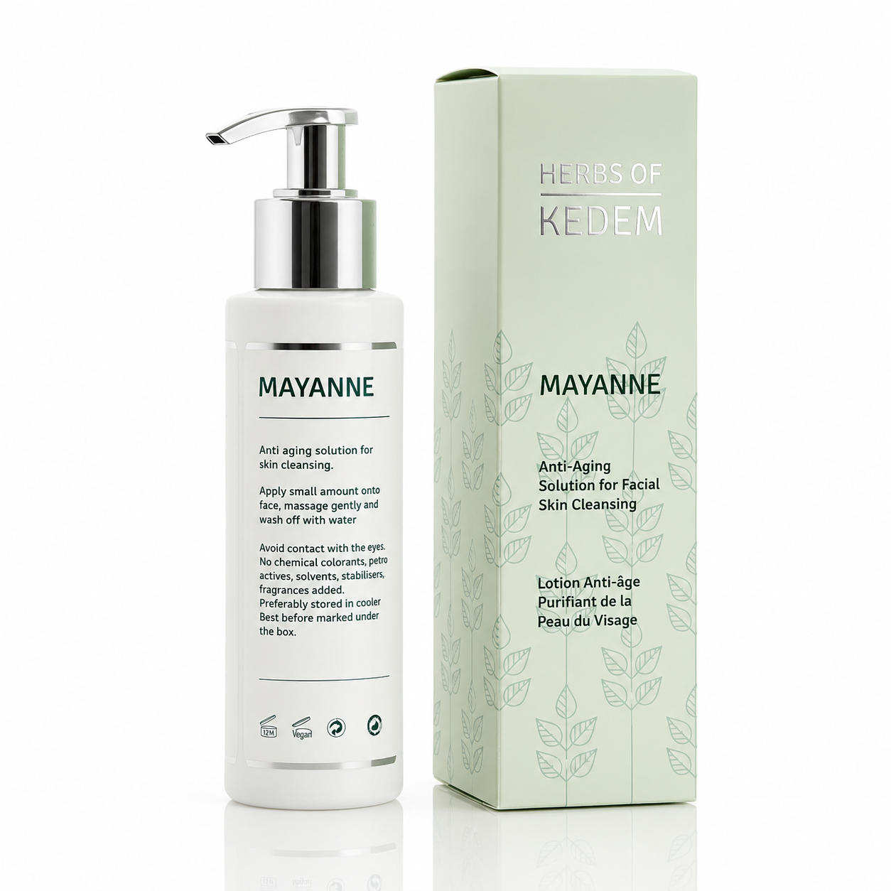 Kedem Mayanne Gesichtsreinigung Anti-Aging mit Immortelle-Extrakt, Pumpspender und Verpackung, 120 ml